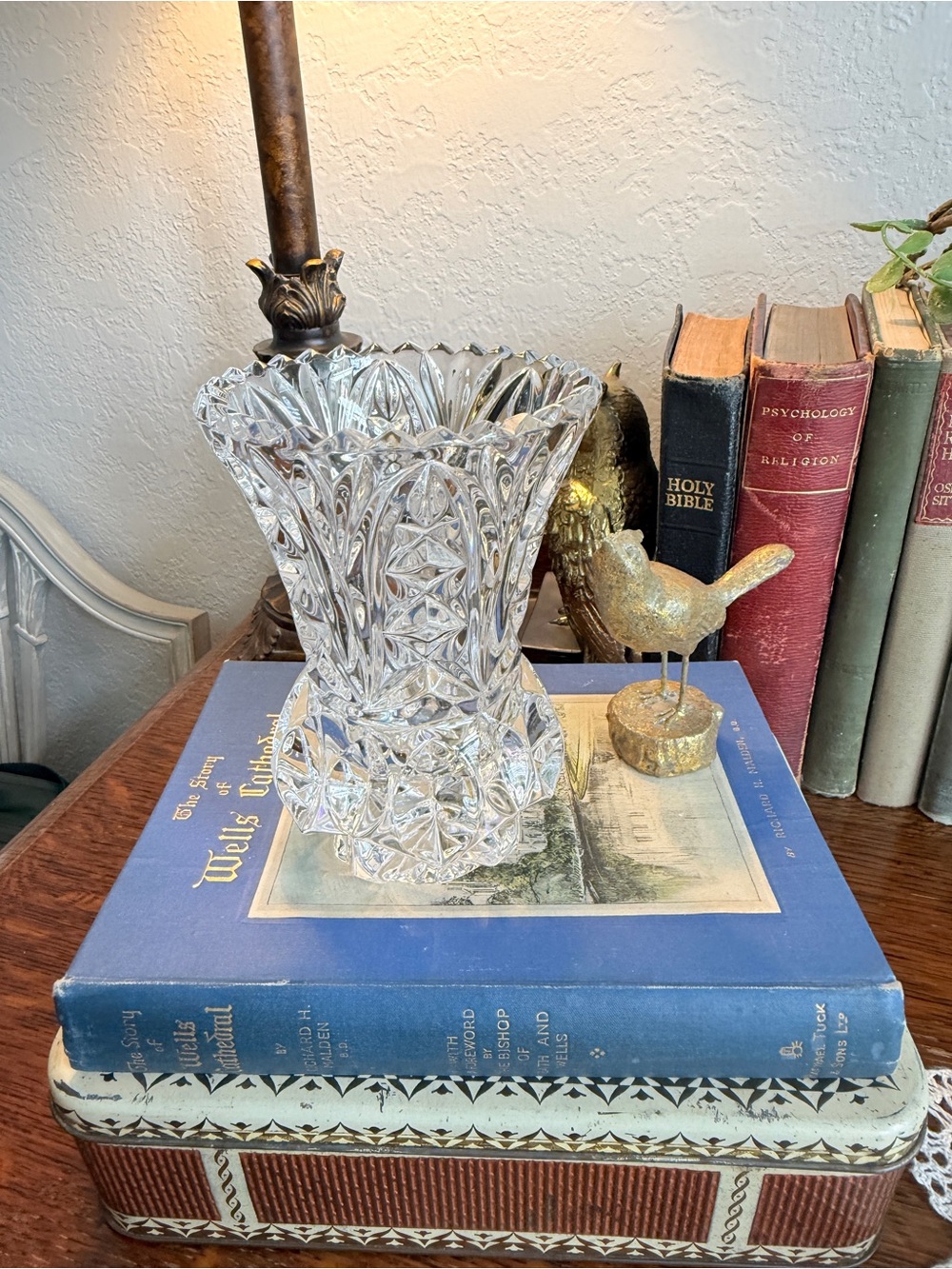 Vintage Lead Crystal Heavy Vase - Picture 4 of 12